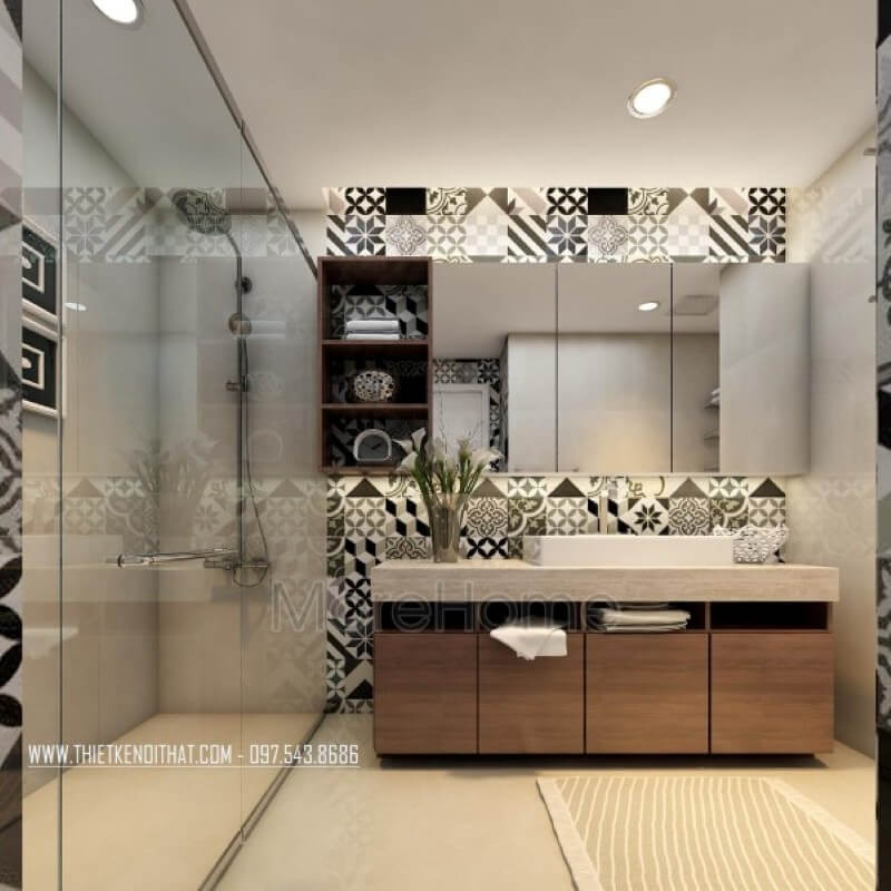 Vách kính tắm cường lực cũng được sử dụng ở không gian góp phần tạo cảm giác cơi nới cho không gian phòng tắm của gia chủ Vách kính đẹp
