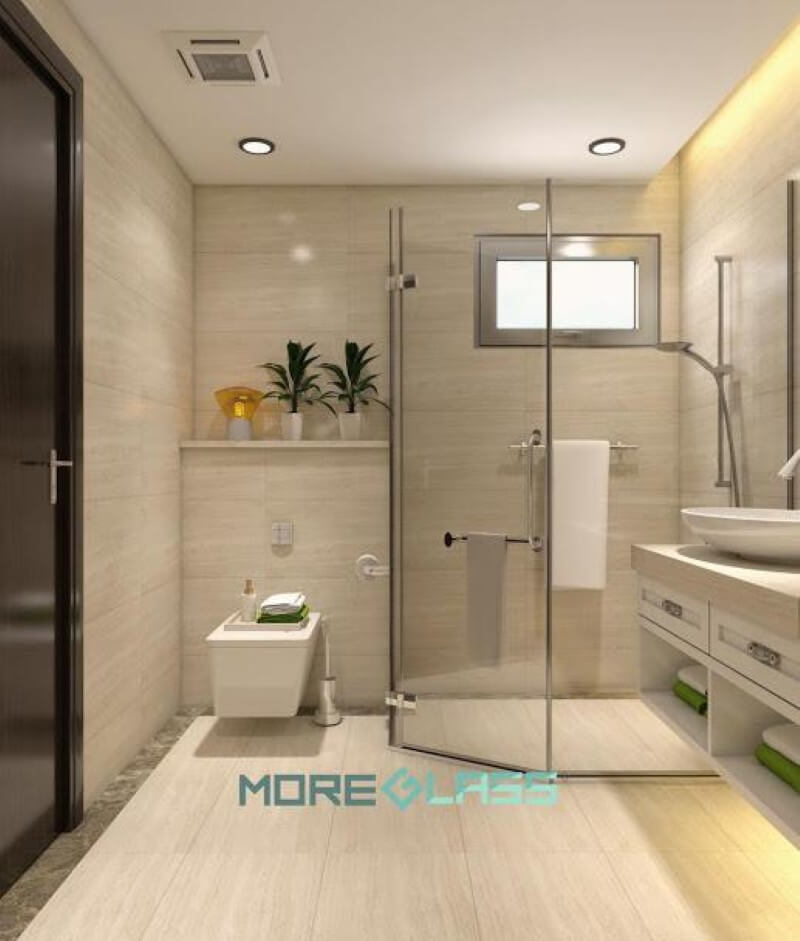 Thiết kế và thi công vách tắm kính cường lực 135 độ MG-003 hiện đại Vách kính đẹp