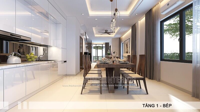 Thiết kế tủ bếp biệt thự phong cách hiện đại đầy đẳng cấp Tủ bếp hiện đại