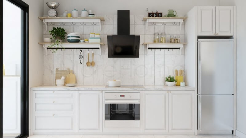 Tủ bếp gỗ đẹp với lối thiết kế không quá cầu kỳ, tăng độ thoáng mà lại vô cùng độc đáo, tạo niềm cảm hứng cho những người nội trợ mang lại những bữa cơm ngon miệng cho những người thân yêu của mình Tủ bếp màu trắng và màu nâu đẹp