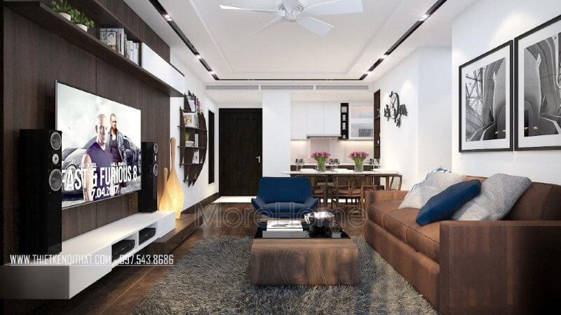 Mẫu sofa văng hiện đại cùng tone màu mang đến sự đồng nhất cho cả không gian, sang trọng mà vẫn thoải mái Mẫu nội thất chung cư đẹp