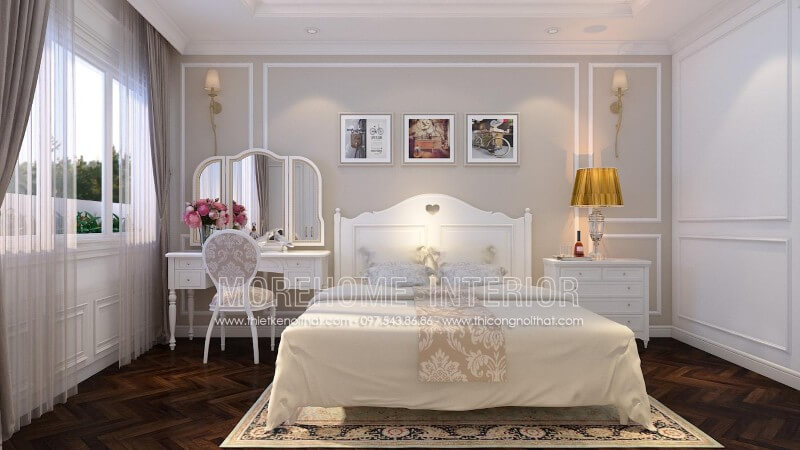 Giường ngủ biệt thự tân cổ điển Giường ngủ biệt thự tân cổ điển