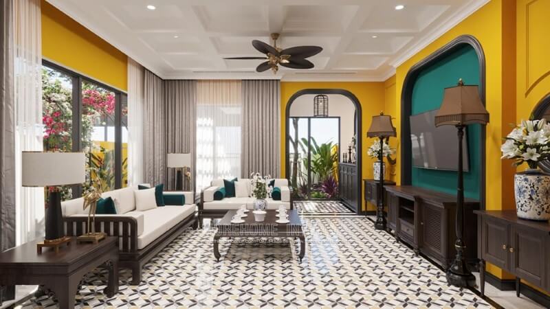Sản phẩm sofa gỗ nhập khẩu sang trọng cho nhà biệt thự Gamuda - Hoàng Mai - Hà Nội