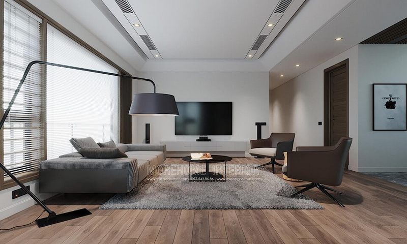 Thiết kế nội thất hiện đại vơi tông màu trắng đơn giản