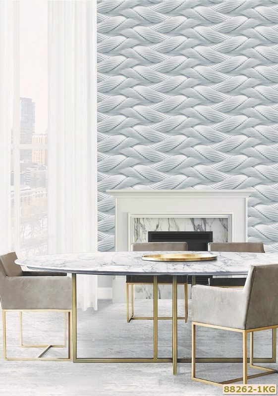 Với họa tiết là những sợi dây thừng được in 3d trên nền giấy dán tường khiến không gian phòng khách trở nên cực kỳ nổi bật