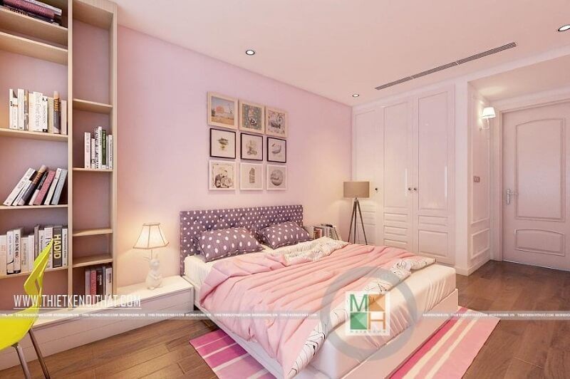 Thiết kế tủ quần áo âm tường cao cấp giúp tiết kiệm diện tích cho căn phòng ngủ của gia chủ mang không kém phần sang trọng