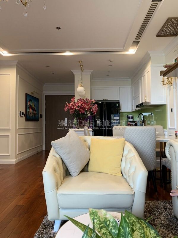 Ghế sofa tân cổ điển màu be cho chung cư cao cấp